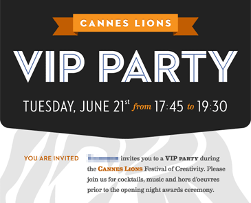 Cannes Lions VIP invitation